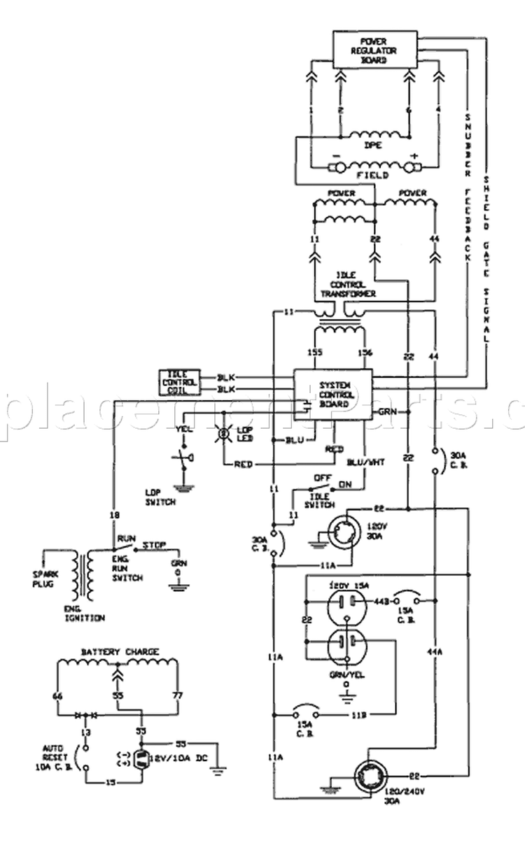 Page B Diagram and Parts List for 9885-3  Briggs and Stratton Generator